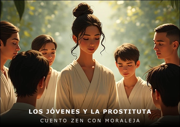 Imagen del cuento: Los jóvenes y la prostituta