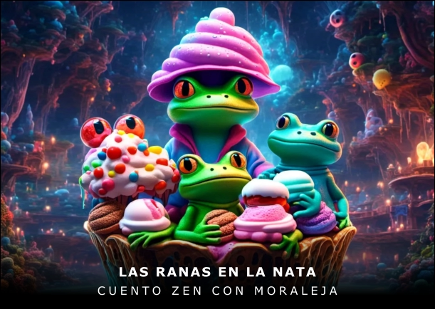 Imagen del cuento: Las ranas en la nata Imagen del cuento: Las ranas en la nata