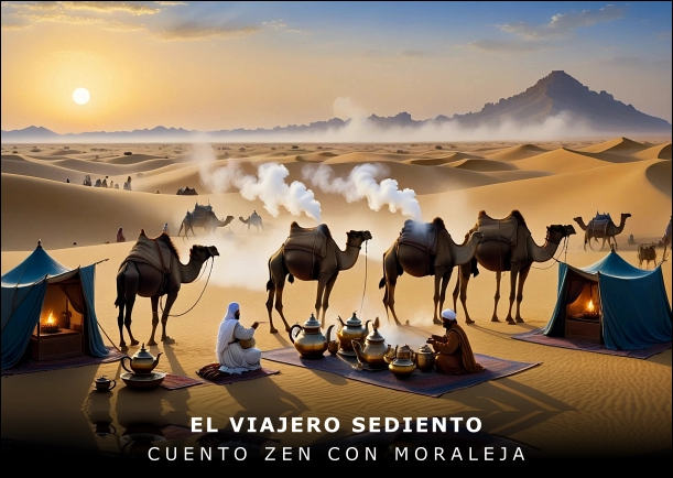 Imagen del cuento: El viajero sediento Imagen del cuento: El viajero sediento
