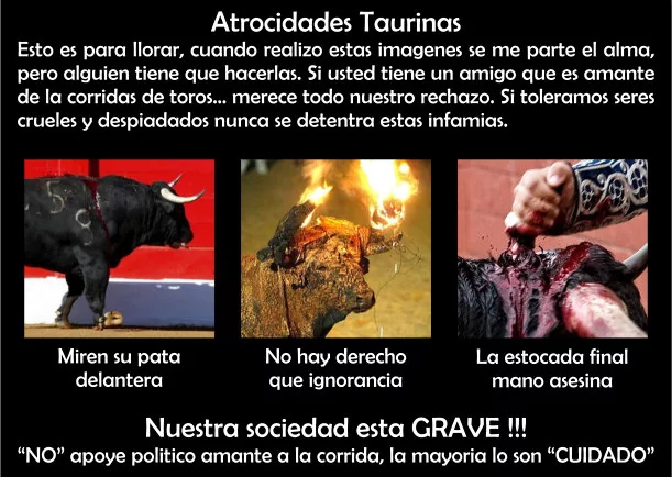 Imagen; Atrocidades taurinas; Veganos