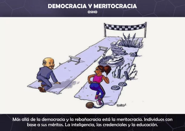 Imagen del escrito; Democracia y meritocracia, de Osho
