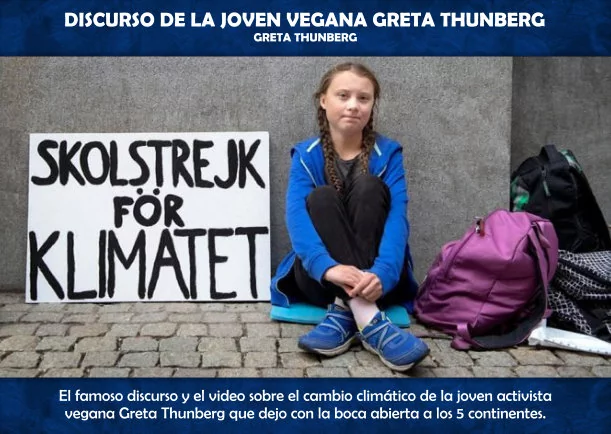 Imagen del escrito; Discurso de la joven vegana Greta Thunberg, de Greta Thunberg