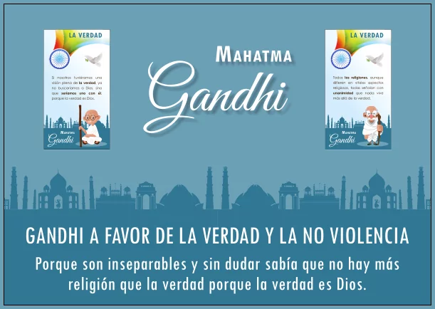 Imagen; Gandhi a favor de la verdad y la no violencia; Mahatma Gandhi