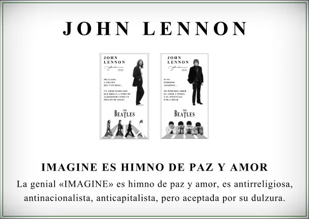 Imagen del escrito; Imagine de John Lennon es himno de paz y amor, de John Lennon