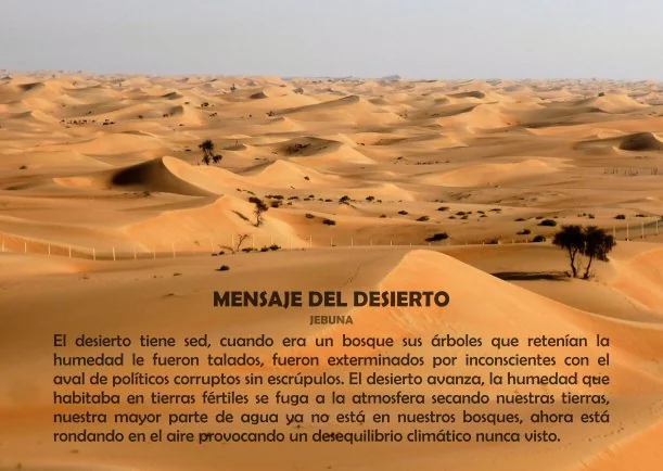 Imagen del escrito; Mensaje del desierto, de Jebuna