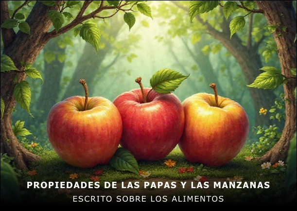 Imagen del escrito; Propiedades de las papas y las manzanas, de Jbn Lie