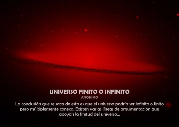 Imagen del escrito; Universo finito o infinito, de Sobre El Universo