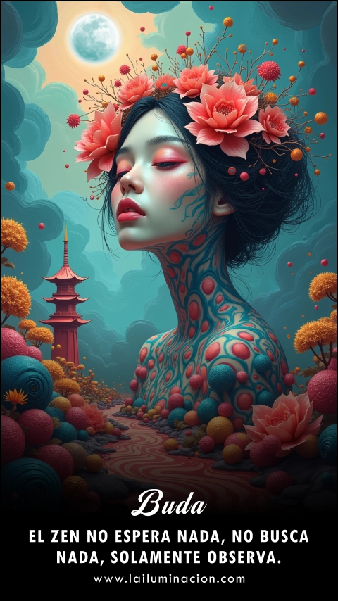Imagen de la frase: El Zen no espera nada, no busca nada, solamente observa. Imagen de la frase: El Zen no espera nada, no busca nada, solamente observa.