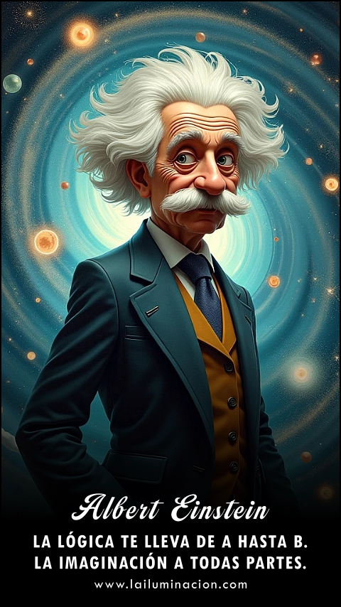 Imagen de la frase: La lógica te lleva de A hasta B. La imaginación a todas partes. Imagen de la frase: La lógica te lleva de A hasta B. La imaginación a todas partes.