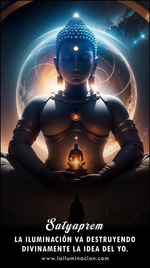 Imagen de la frase: La iluminación va destruyendo divinamente la idea del yo. Imagen de la frase: La iluminación va destruyendo divinamente la idea del yo.