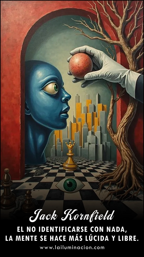 Imagen de la frase: El no identificarse con nada, la mente se hace más lúcida y libre. Imagen de la frase: El no identificarse con nada, la mente se hace más lúcida y libre.