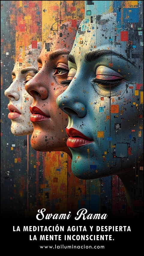 Imagen de la frase: La meditación agita y despierta la mente inconsciente. Imagen de la frase: La meditación agita y despierta la mente inconsciente.
