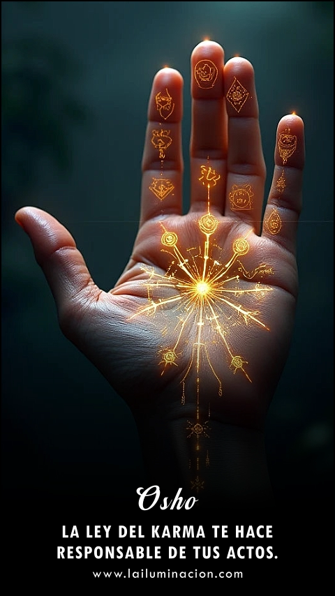 Imagen de la frase: La ley del karma te hace responsable de tus actos. Imagen de la frase: La ley del karma te hace responsable de tus actos.