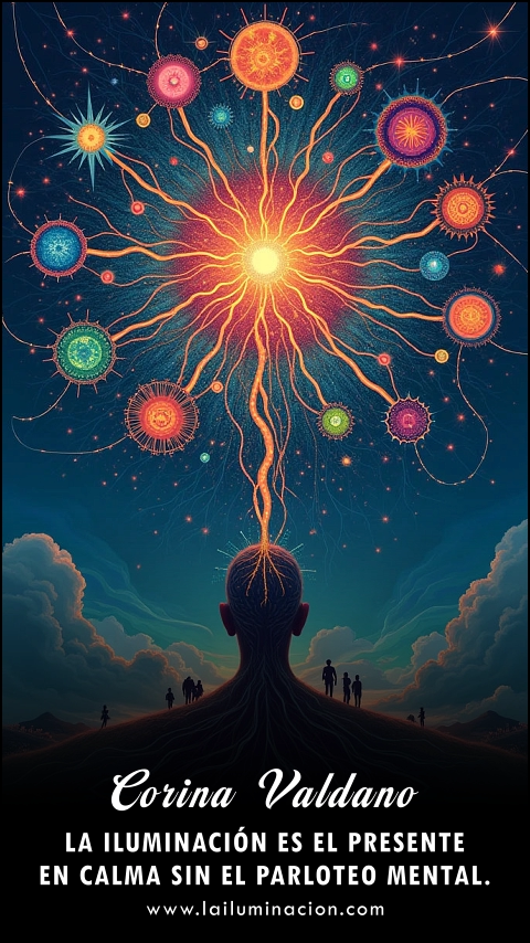 Imagen de la frase: La iluminación es el presente en calma sin el parloteo mental. Imagen de la frase: La iluminación es el presente en calma sin el parloteo mental.