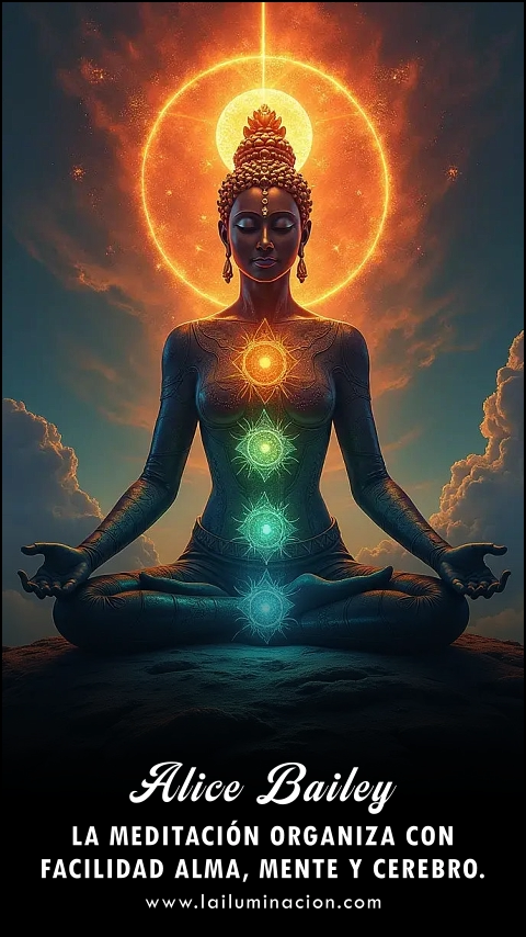 Imagen de la frase: La meditación organiza con facilidad alma, mente y cerebro. Imagen de la frase: La meditación organiza con facilidad alma, mente y cerebro.