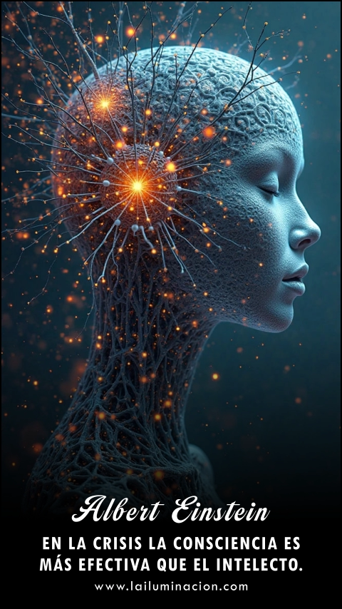 Imagen de la frase: En la crisis la consciencia es más efectiva que el intelecto. Imagen de la frase: En la crisis la consciencia es más efectiva que el intelecto.