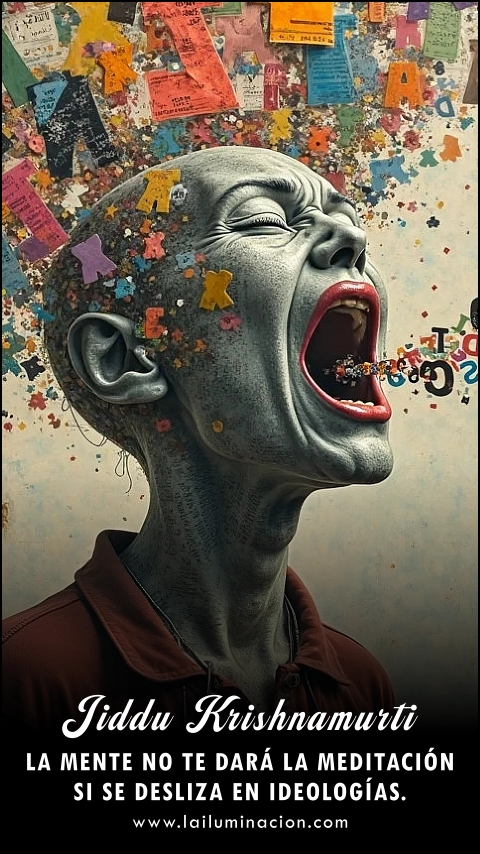 Imagen de la frase: La mente no te dará la meditación si se desliza en ideologías. Imagen de la frase: La mente no te dará la meditación si se desliza en ideologías.