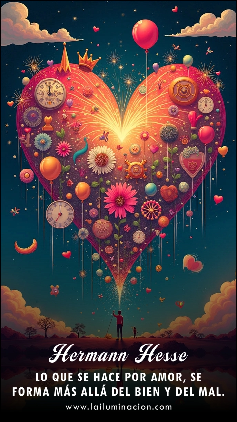 Imagen de la frase: Lo que se hace por amor, se forma más allá del bien y del mal. Imagen de la frase: Lo que se hace por amor, se forma más allá del bien y del mal.