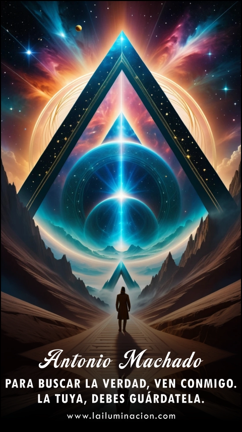 Imagen de la frase: Para buscar la verdad, ven conmigo. La tuya, debes guárdatela. Imagen de la frase: Para buscar la verdad, ven conmigo. La tuya, debes guárdatela.