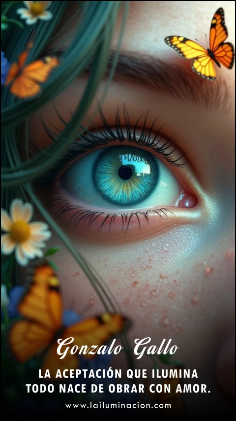 Imagen de la frase: La aceptación que ilumina todo nace de obrar con amor. Imagen de la frase: La aceptación que ilumina todo nace de obrar con amor.