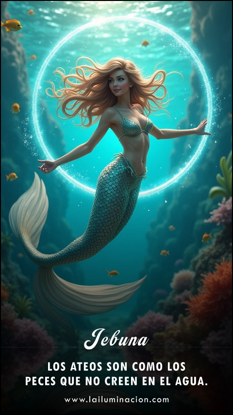 Imagen de la frase: Los ateos son como los peces que no creen en el agua. Imagen de la frase: Los ateos son como los peces que no creen en el agua.