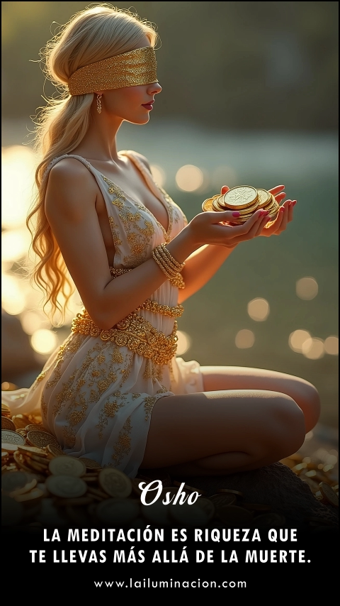 Imagen de la frase: La meditación es riqueza que te llevas más allá de la muerte. Imagen de la frase: La meditación es riqueza que te llevas más allá de la muerte.