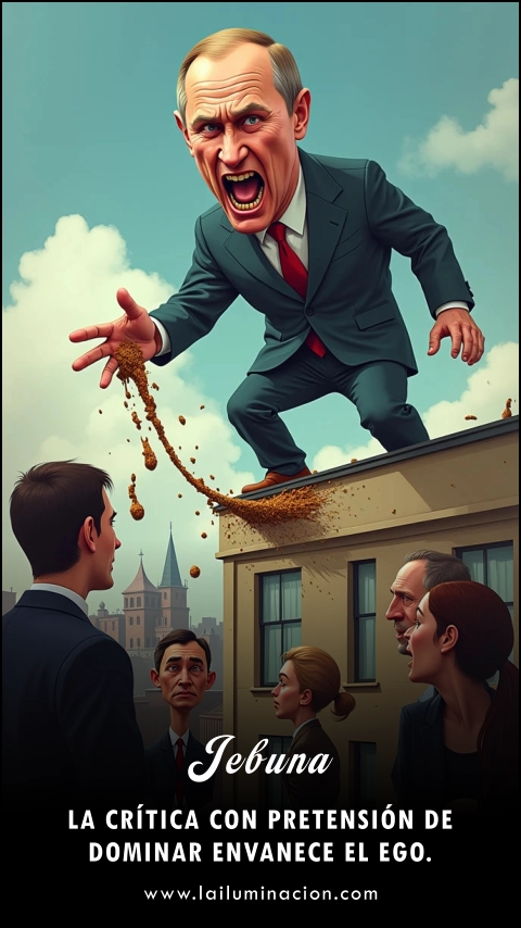 Imagen de la frase: La crítica con pretensión de dominar envanece el ego. Imagen de la frase: La crítica con pretensión de dominar envanece el ego.