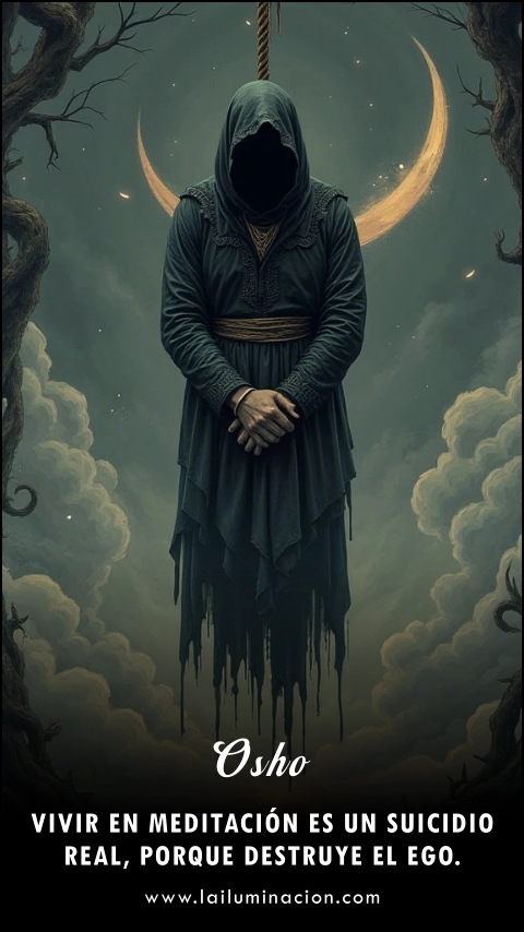 Imagen de la frase: Vivir en meditación es un suicidio real, porque destruye el ego. Imagen de la frase: Vivir en meditación es un suicidio real, porque destruye el ego.