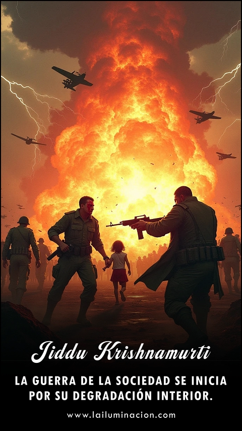 Imagen de la frase: La guerra de la sociedad se inicia por su degradación interior. Imagen de la frase: La guerra de la sociedad se inicia por su degradación interior.