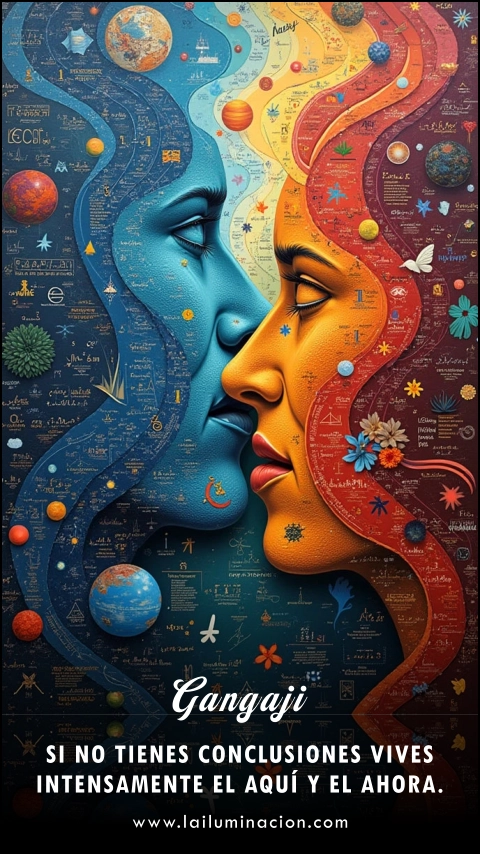 Imagen de la frase: Si no tienes conclusiones vives intensamente el aquí y el ahora. Imagen de la frase: Si no tienes conclusiones vives intensamente el aquí y el ahora.