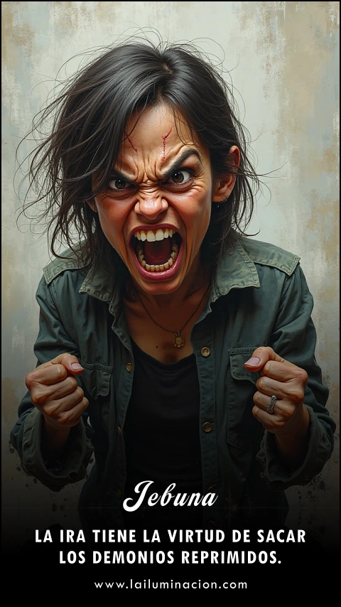 Imagen de la frase: La ira tiene la virtud de sacar los demonios reprimidos. Imagen de la frase: La ira tiene la virtud de sacar los demonios reprimidos.