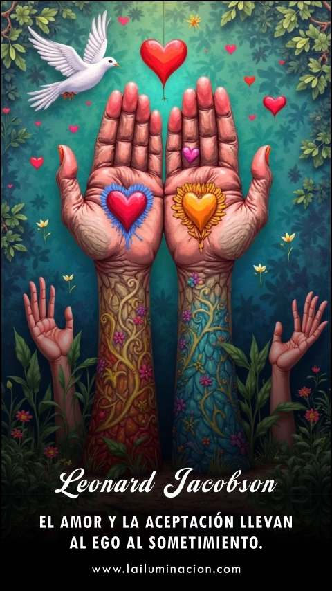 Imagen de la frase: El amor y la aceptación llevan al ego al sometimiento. Imagen de la frase: El amor y la aceptación llevan al ego al sometimiento.