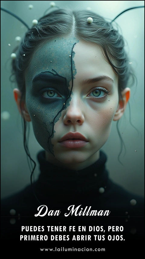 Imagen de la frase: Puedes tener fe en Dios, pero primero debes abrir tus ojos. Imagen de la frase: Puedes tener fe en Dios, pero primero debes abrir tus ojos.