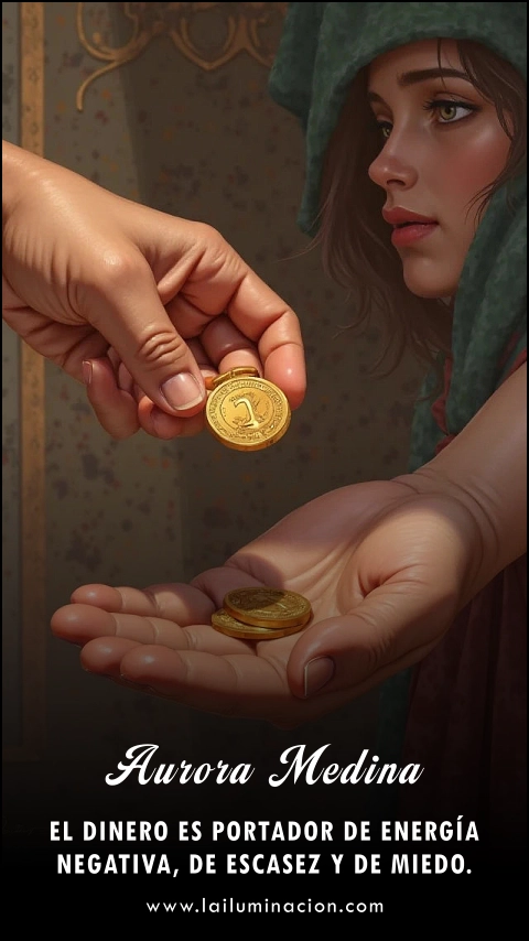 Imagen de la frase: El dinero es portador de energía negativa, de escasez y de miedo. Imagen de la frase: El dinero es portador de energía negativa, de escasez y de miedo.