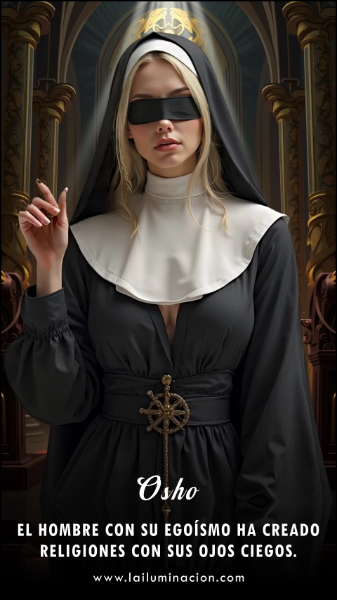 Imagen de la frase: El hombre con su egoísmo ha creado religiones con sus ojos ciegos. Imagen de la frase: El hombre con su egoísmo ha creado religiones con sus ojos ciegos.