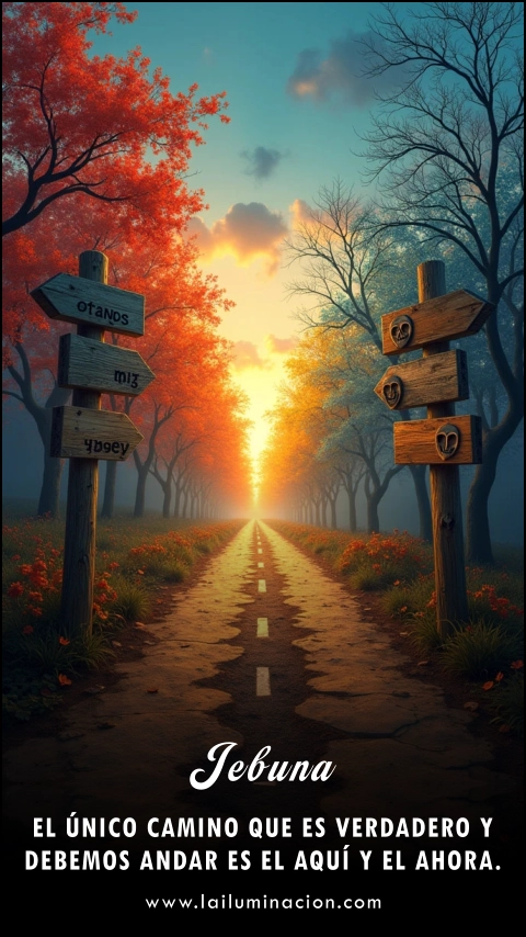 Imagen de la frase: El único camino que es verdadero y debemos andar es el aquí y el ahora. Imagen de la frase: El único camino que es verdadero y debemos andar es el aquí y el ahora.