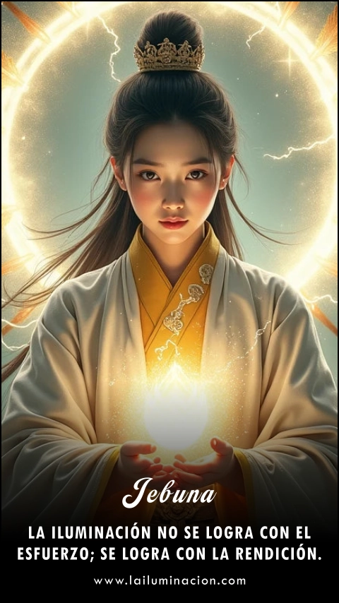 «La iluminación no se logra con el esfuerzo; se logra con la rendición.» Frase de Jebuna «La iluminación no se logra con el esfuerzo; se logra con la rendición.» Frase de Jebuna